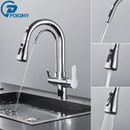 Black Purification Kitchen Faucets Pull Out Kitchen Water Filter Tap 3 Way Mixer Tap torneira para cozinha de parede Crane