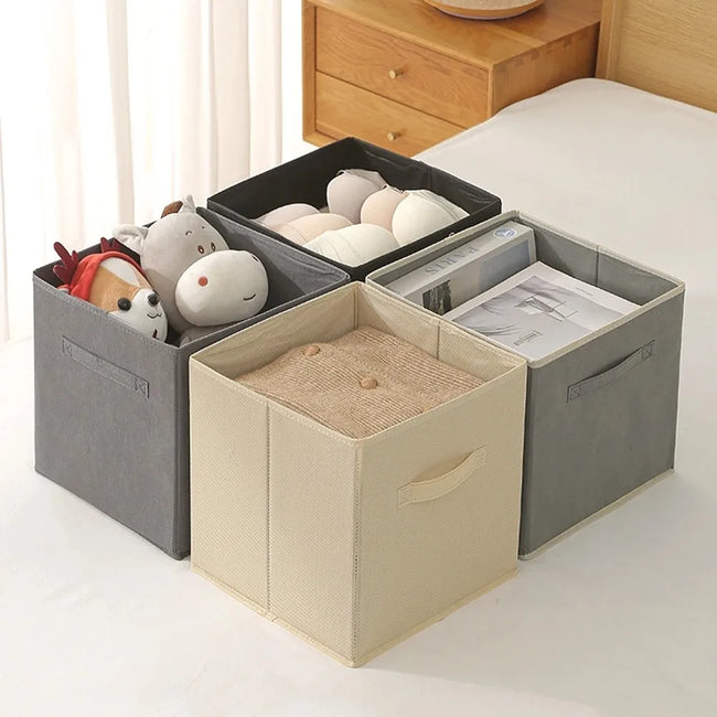 1PC Cube Storage Box Non Woven Foldable Home Supplies Wardrobe Space Saving for Toy Clothes Office Storage Organizer Hover Image