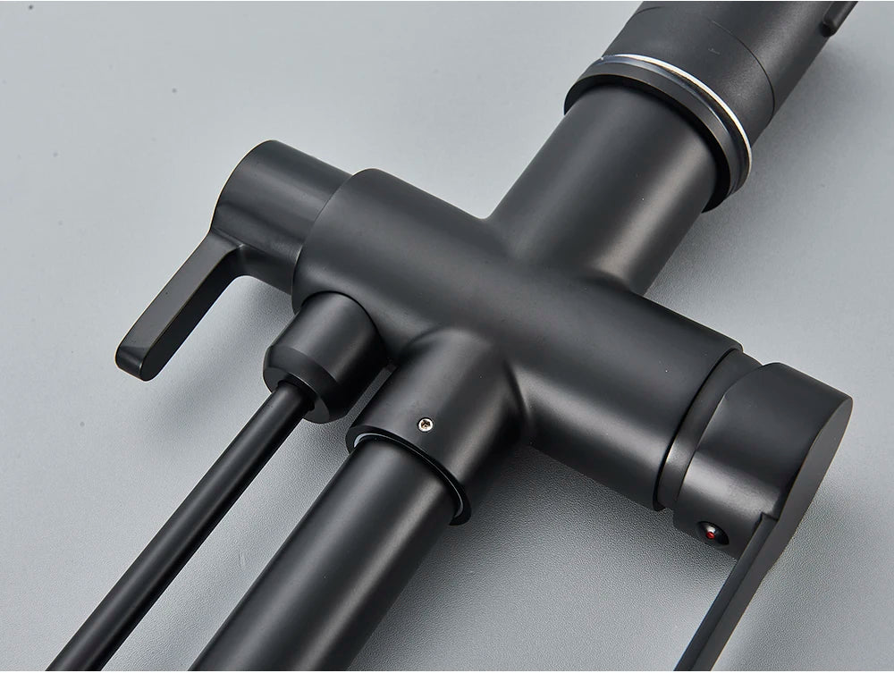 Black Purification Kitchen Faucets Pull Out Kitchen Water Filter Tap 3 Way Mixer Tap torneira para cozinha de parede Crane