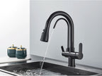 Black Purification Kitchen Faucets Pull Out Kitchen Water Filter Tap 3 Way Mixer Tap torneira para cozinha de parede Crane