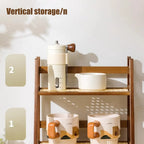 Countertop Organizer 2 Layer Coffee Cup Holder Multipurpose Bamboo Storage Shelf for Hotel Apartment Dressing Table Kitchen Home