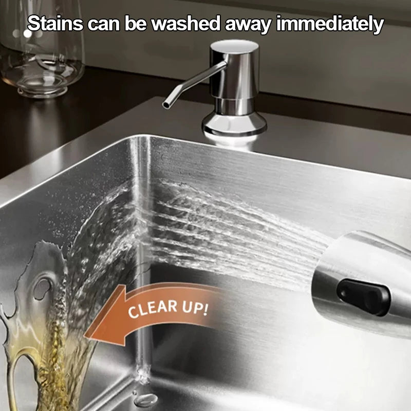 304 Stainless Steel Silver Kitchen Sink with Pull-Out Faucet Large Capacity Single Basin Bar Sinks Multifunction Washing Basins