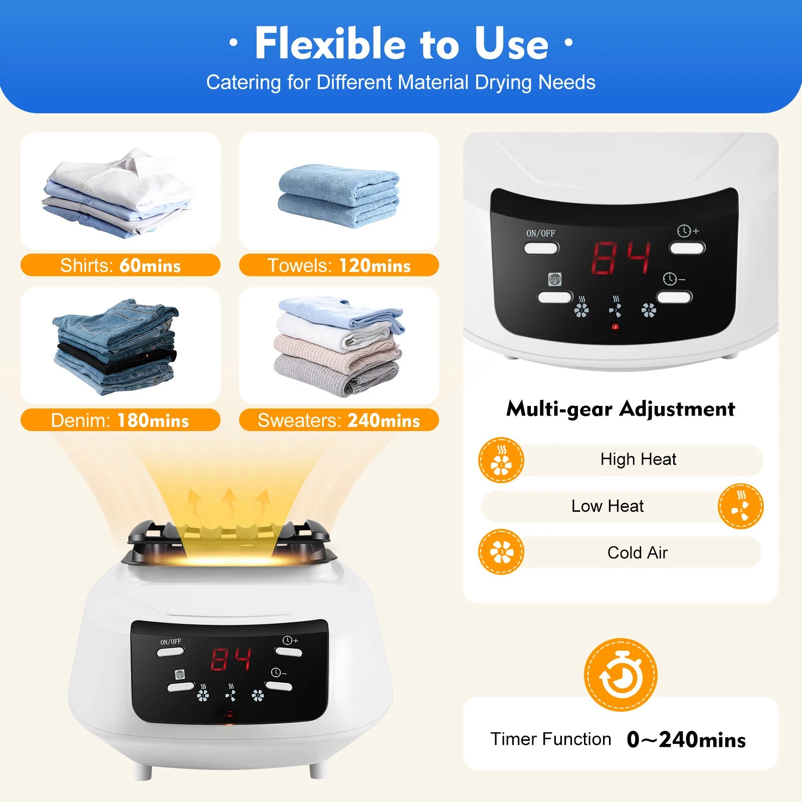 220V Folding Remote Control Dryer with Pattern for Drying Clothes 3 Gears Adjustment Dryer