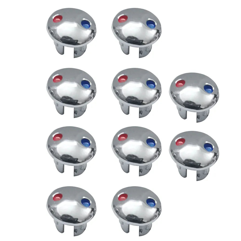 10PCS Faucet Handle Hot And Cold Water Sign Red And Blue Label Decoration Cover Kitchen Bathroom Mixer Tap Indicate For Holes