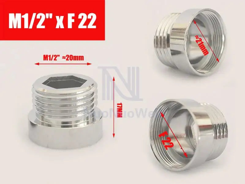 1pc 1/2'' BSP Male Thread Change To 16 18 20 22 24 26 28 30  Male Female Faucet Adapter Kitchen Bathroom Brass Water Tape Joint