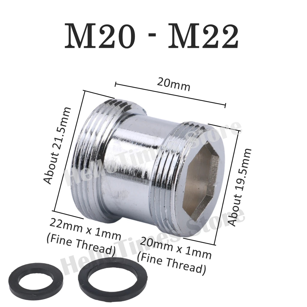 lengthened Kitchen Faucet Adapter 16 18 20 22 24mm To M22 Connector Kitchen Aerator Water Faucet  Bubbler Conversion Fittings