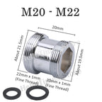 lengthened Kitchen Faucet Adapter 16 18 20 22 24mm To M22 Connector Kitchen Aerator Water Faucet  Bubbler Conversion Fittings