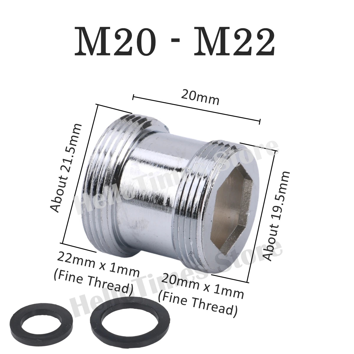 lengthened Kitchen Faucet Adapter 16 18 20 22 24mm To M22 Connector Kitchen Aerator Water Faucet  Bubbler Conversion Fittings