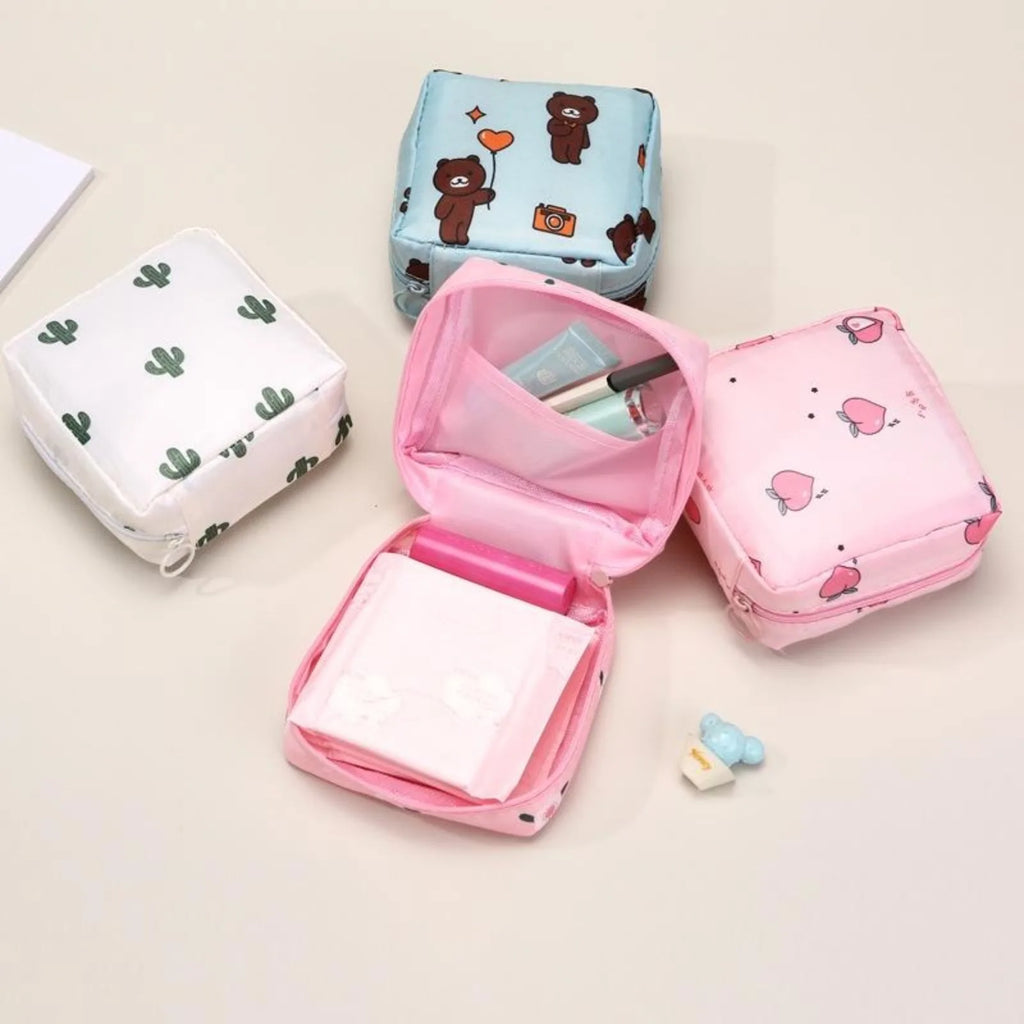 Portable Waterproof Sanitary Pad Holder Bag - Zippered Pouch for Tampons Pads, Menstrual Organizer for Women Girls Travel