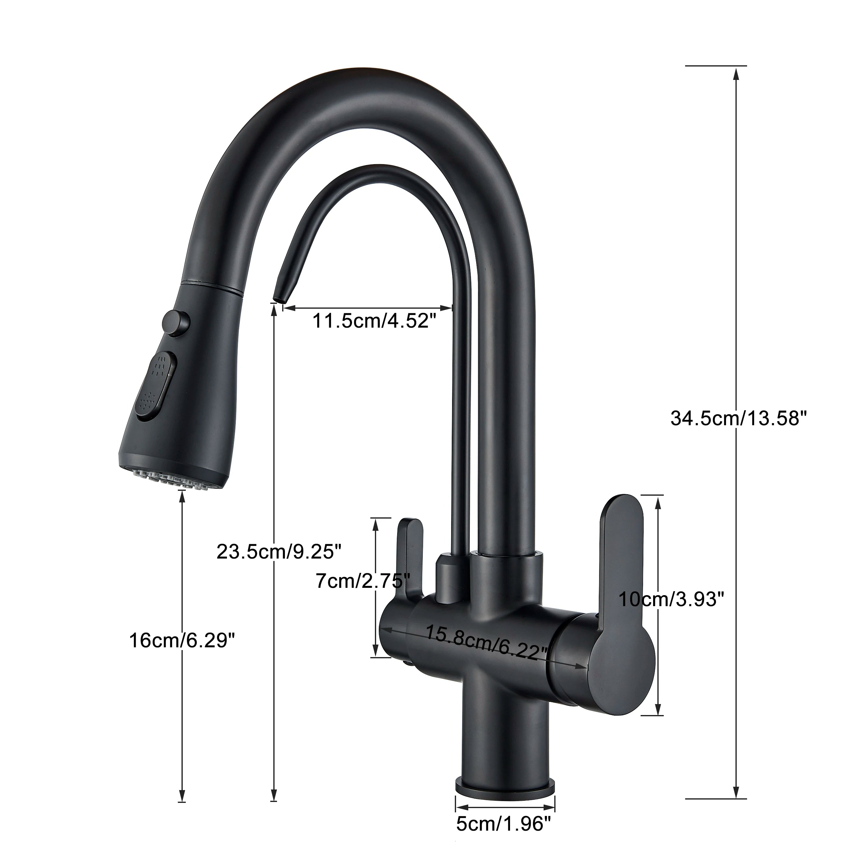Black Purification Kitchen Faucets Pull Out Kitchen Water Filter Tap 3 Way Mixer Tap torneira para cozinha de parede Crane