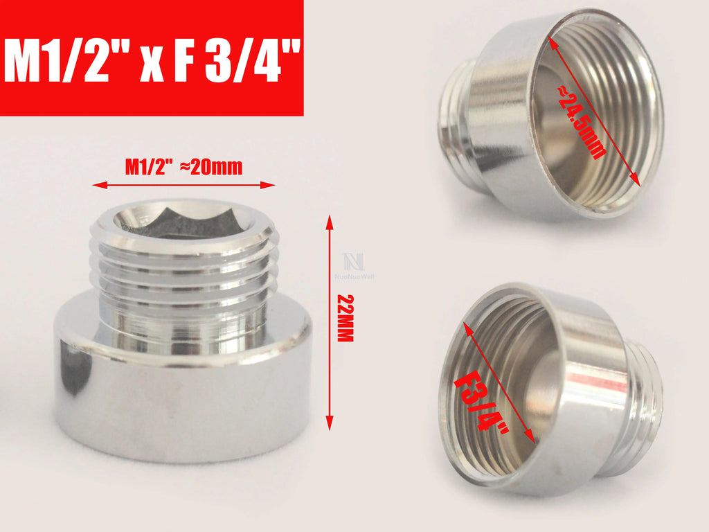 1pc 1/2'' BSP Male Thread Change To 16 18 20 22 24 26 28 30  Male Female Faucet Adapter Kitchen Bathroom Brass Water Tape Joint