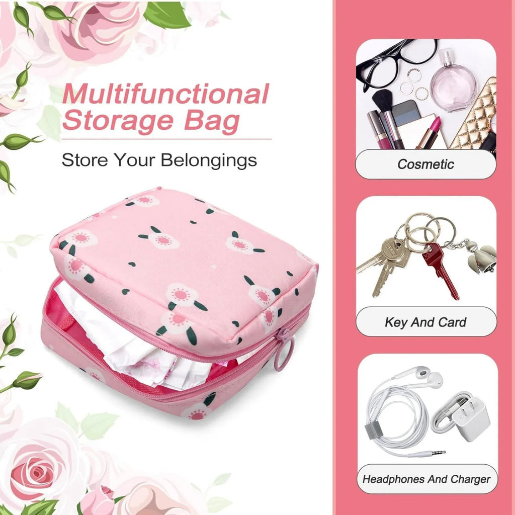 Portable Waterproof Sanitary Pad Holder Bag - Zippered Pouch for Tampons Pads, Menstrual Organizer for Women Girls Travel