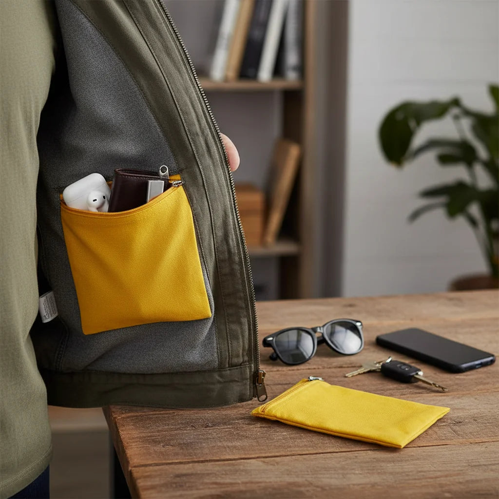 Polyester Sew-in Side Hidden Pocket with Zipper Inside Security Pocket for Clothing Coat Inside Pockets Travel Wallet Pouch