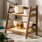 Countertop Organizer 2 Layer Coffee Cup Holder Multipurpose Bamboo Storage Shelf for Hotel Apartment Dressing Table Kitchen Home