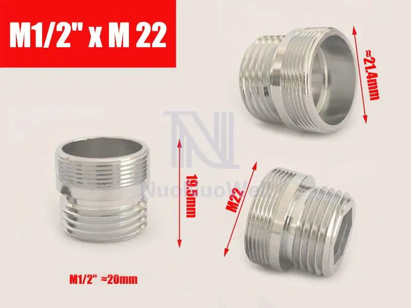 1pc 1/2'' BSP Male Thread Change To 16 18 20 22 24 26 28 30  Male Female Faucet Adapter Kitchen Bathroom Brass Water Tape Joint