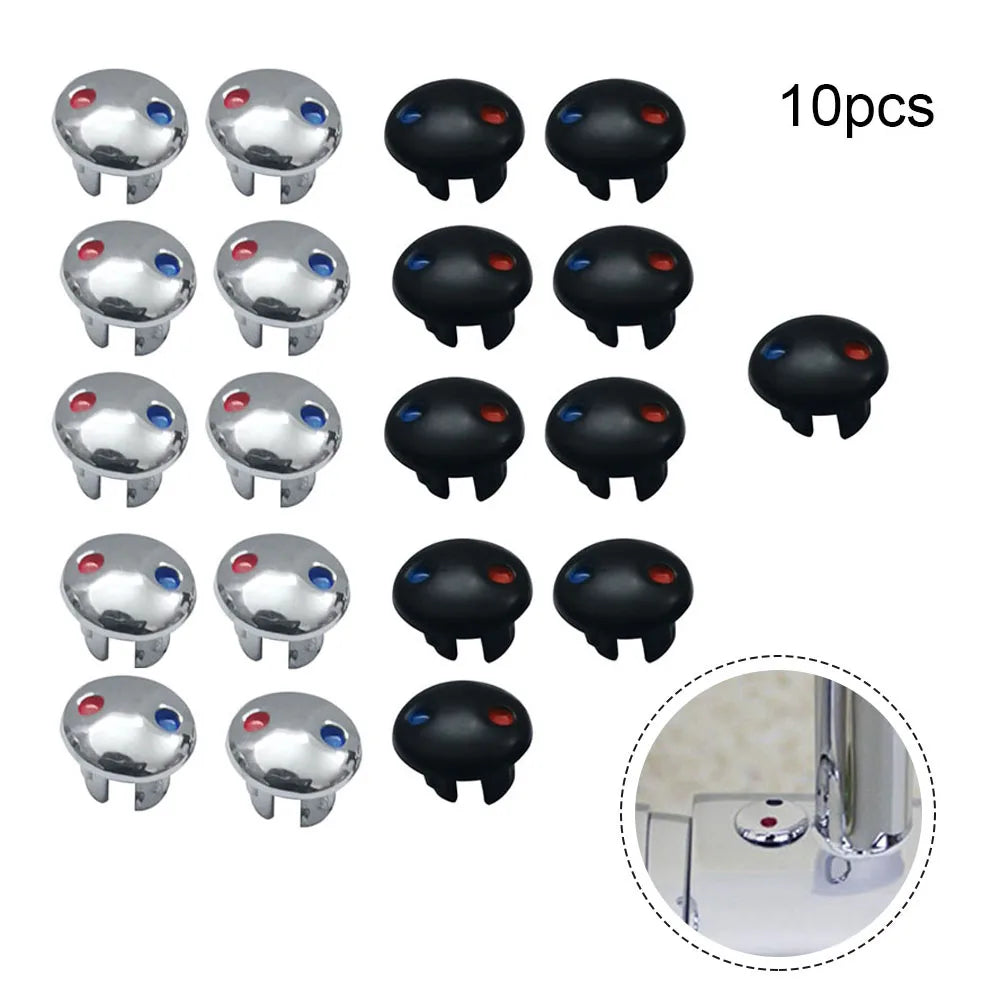 10PCS Faucet Handle Hot And Cold Water Sign Red And Blue Label Decoration Cover Kitchen Bathroom Mixer Tap Indicate For Holes