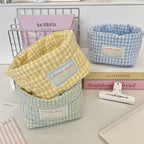 Ins Multi-function Storage Basket Foldable Large Capacity Home Decorate Cosmetic Sundry Fresh Lattice Quilted Desktop Organizer