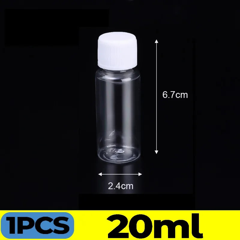1/20PCS Refillable Bottle Empty Plastic Transparent Bottle with Screw Cap Portable Squeeze Sample Container 10/20/30/50/80/100ml