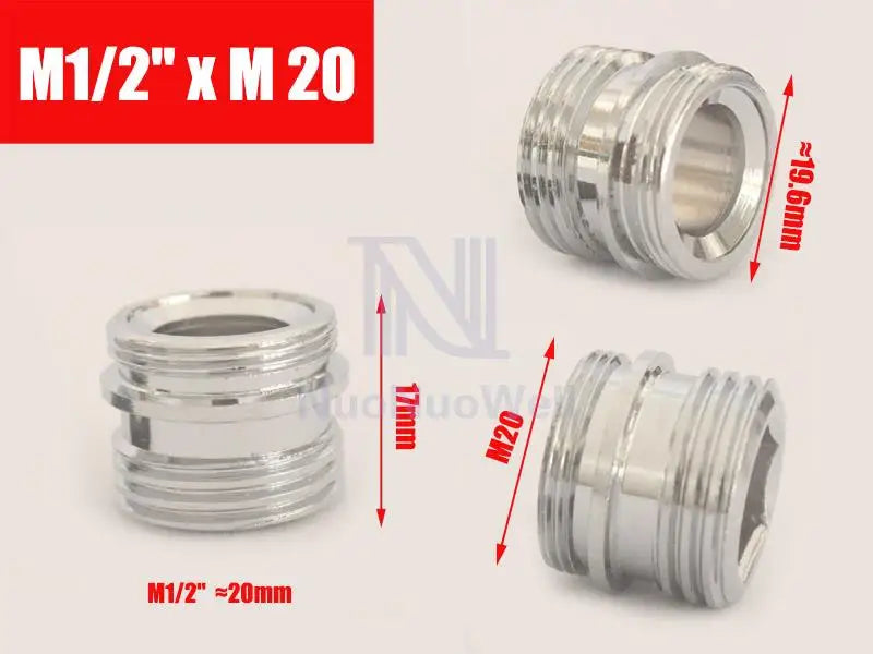 1pc 1/2'' BSP Male Thread Change To 16 18 20 22 24 26 28 30  Male Female Faucet Adapter Kitchen Bathroom Brass Water Tape Joint