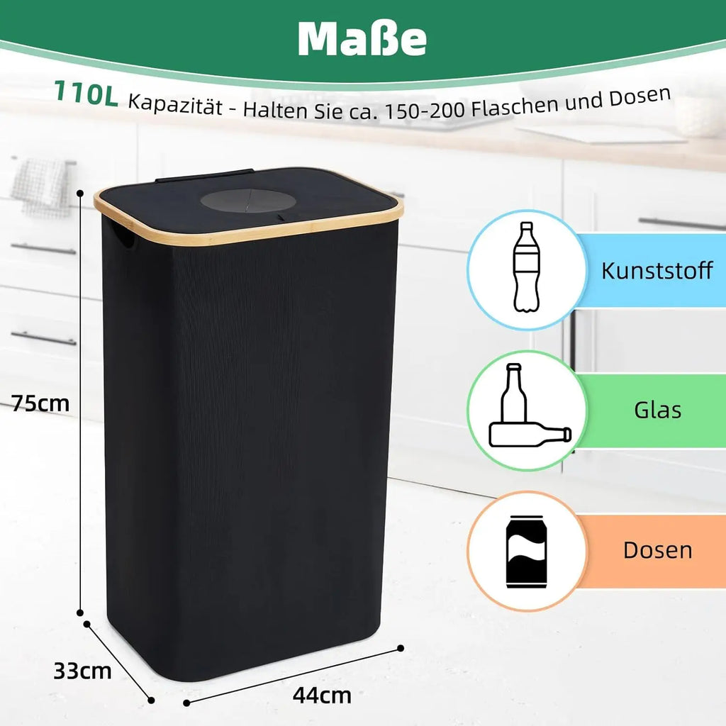 110L/160L Recycling Basket Collection Bag Empty Bottle Storage, Oxford Cloth Foldable, With Removable Recyclable Bottle Tote Bag