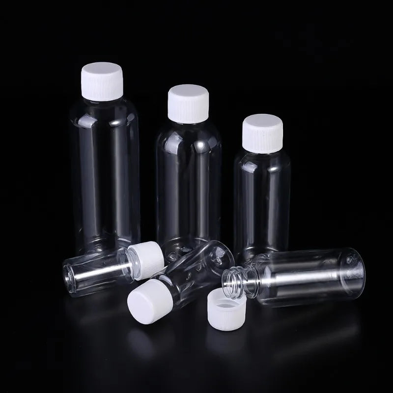 1/20PCS Refillable Bottle Empty Plastic Transparent Bottle with Screw Cap Portable Squeeze Sample Container 10/20/30/50/80/100ml