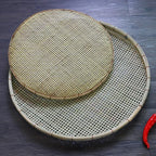 Bamboo Weaving Flat Perforated Sieve Dustpan Household Weaving Handmade Bamboo Products Bamboo Sieve porose roundness