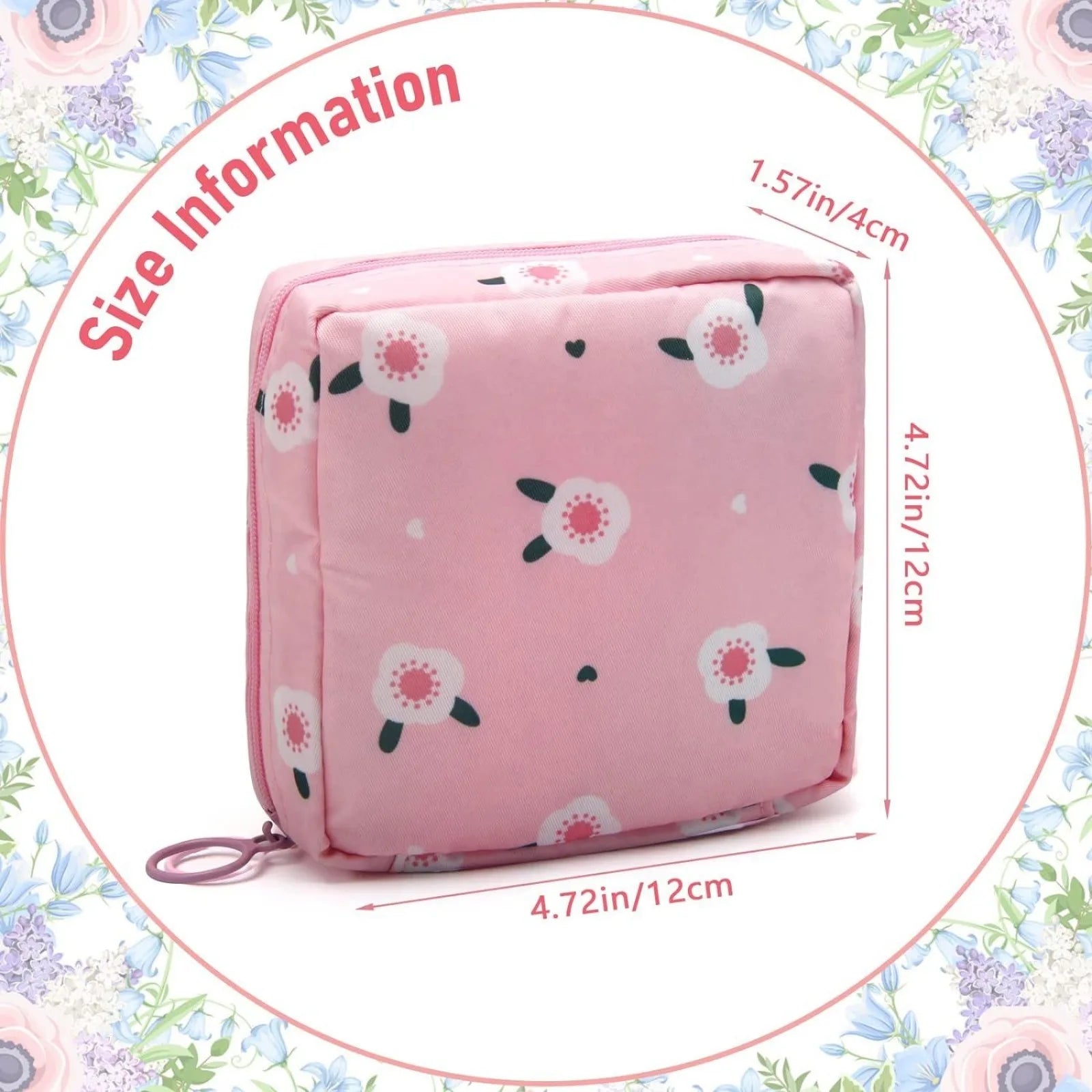 Portable Waterproof Sanitary Pad Holder Bag - Zippered Pouch for Tampons Pads, Menstrual Organizer for Women Girls Travel