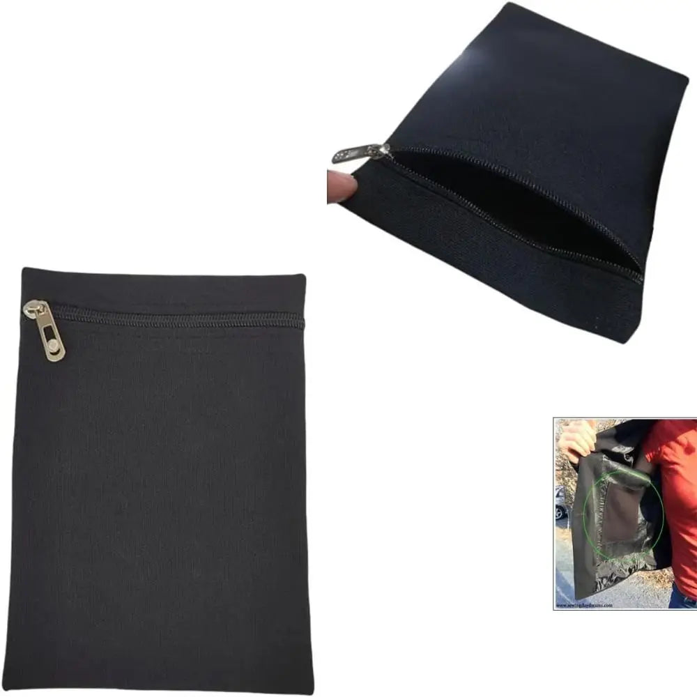Polyester Sew-in Side Hidden Pocket with Zipper Inside Security Pocket for Clothing Coat Inside Pockets Travel Wallet Pouch