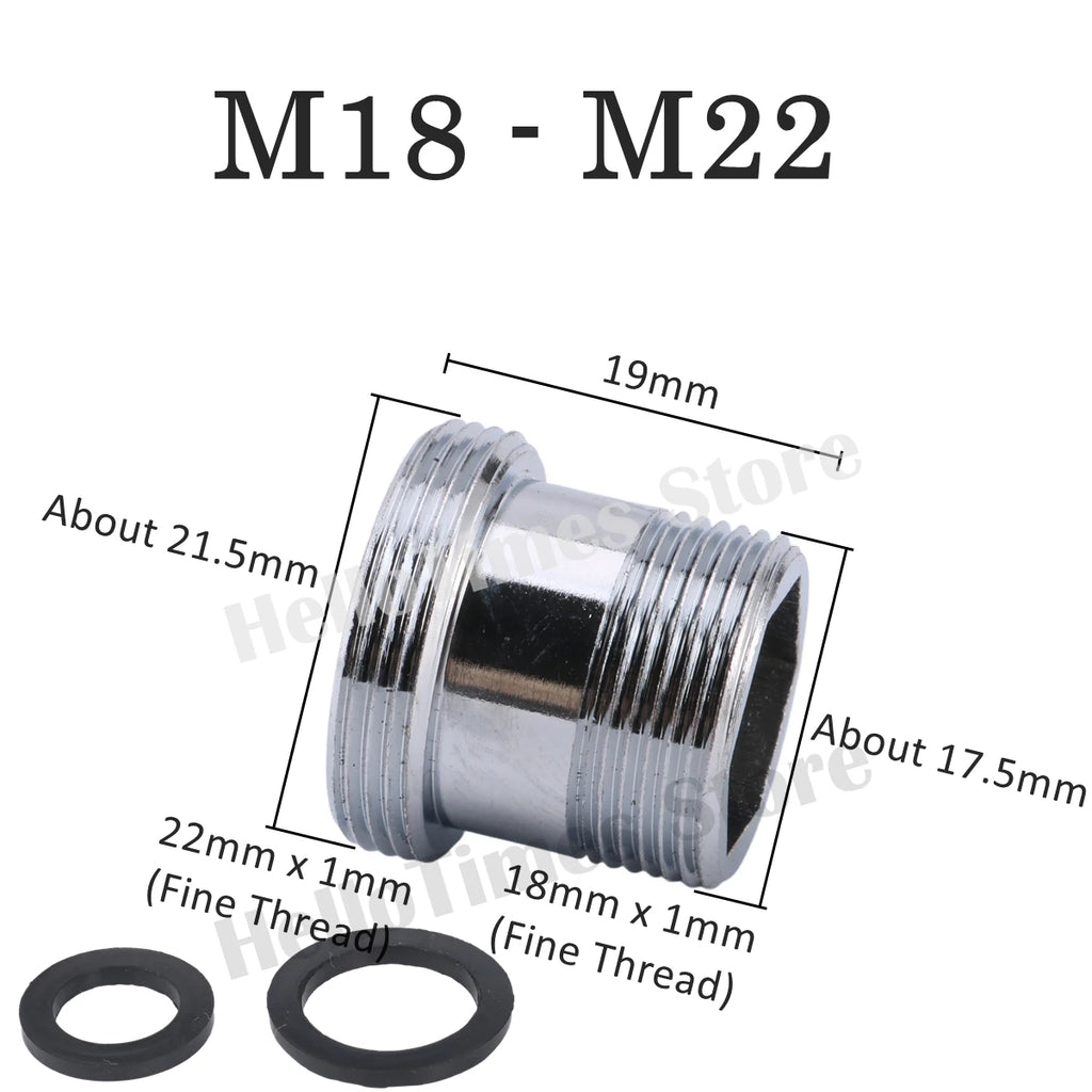 lengthened Kitchen Faucet Adapter 16 18 20 22 24mm To M22 Connector Kitchen Aerator Water Faucet  Bubbler Conversion Fittings