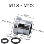 lengthened Kitchen Faucet Adapter 16 18 20 22 24mm To M22 Connector Kitchen Aerator Water Faucet  Bubbler Conversion Fittings