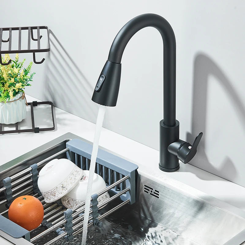 Wanmivezlo Kitchen Faucets Pull Out Kitchen Tap Cold Hot Water Tap Single Handle Mixer Tap Deck Mounted Crane Swivel Spray Tap