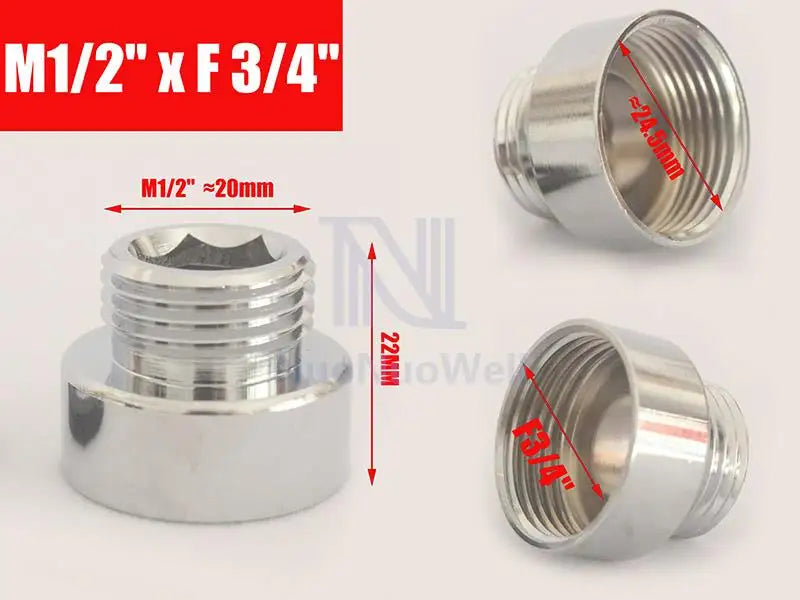 1pc 1/2'' BSP Male Thread Change To 16 18 20 22 24 26 28 30  Male Female Faucet Adapter Kitchen Bathroom Brass Water Tape Joint