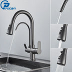 Black Purification Kitchen Faucets Pull Out Kitchen Water Filter Tap 3 Way Mixer Tap torneira para cozinha de parede Crane