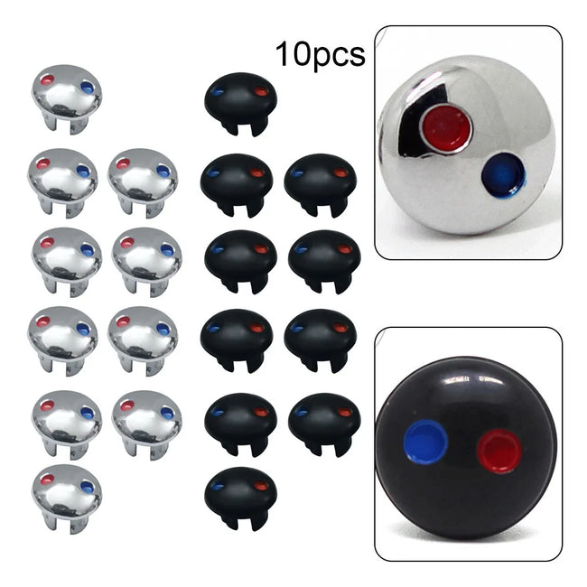 10PCS Faucet Handle Hot And Cold Water Sign Red And Blue Label Decoration Cover Kitchen Bathroom Mixer Tap Indicate For Holes Main Image