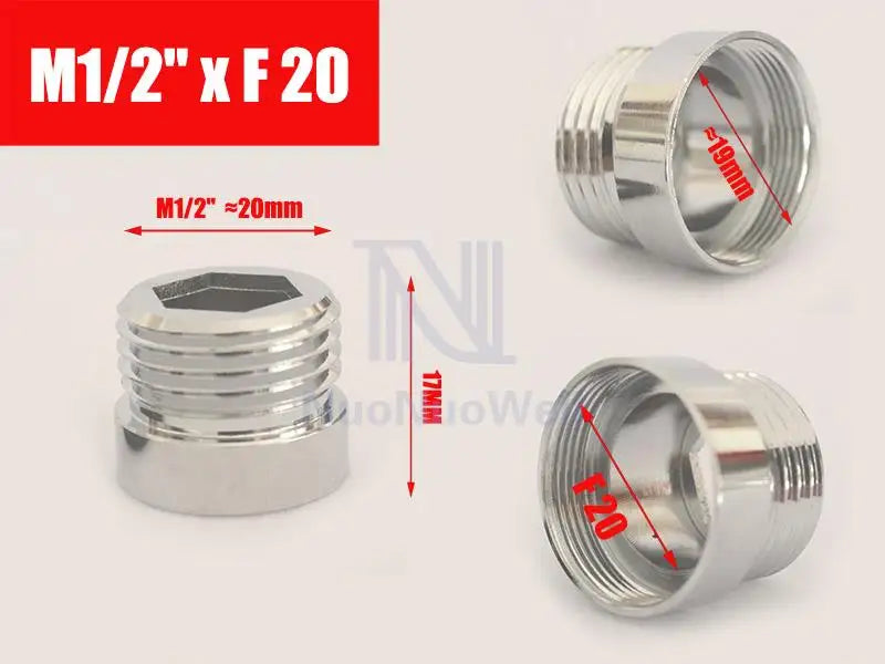 1pc 1/2'' BSP Male Thread Change To 16 18 20 22 24 26 28 30  Male Female Faucet Adapter Kitchen Bathroom Brass Water Tape Joint