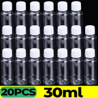 1/20PCS Refillable Bottle Empty Plastic Transparent Bottle with Screw Cap Portable Squeeze Sample Container 10/20/30/50/80/100ml