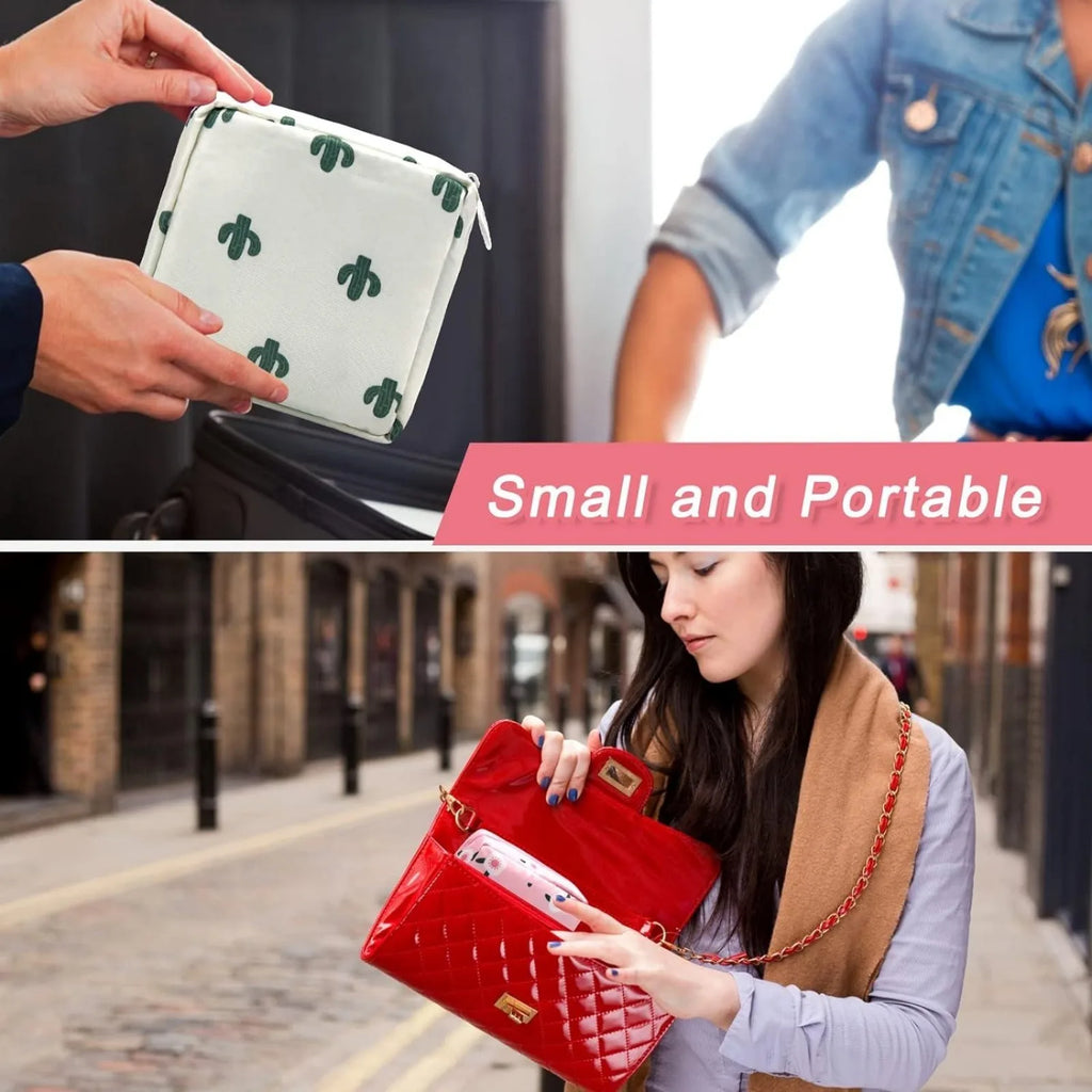Portable Waterproof Sanitary Pad Holder Bag - Zippered Pouch for Tampons Pads, Menstrual Organizer for Women Girls Travel