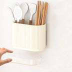 Household Kitchen Chopstick Holder Spoon Storage Box Drain Rack Wall Mounted Non Perforated Countertop Tableware Chopstick Cage