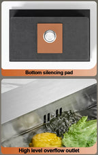 304 Stainless Steel Silver Kitchen Sink with Pull-Out Faucet Large Capacity Single Basin Bar Sinks Multifunction Washing Basins