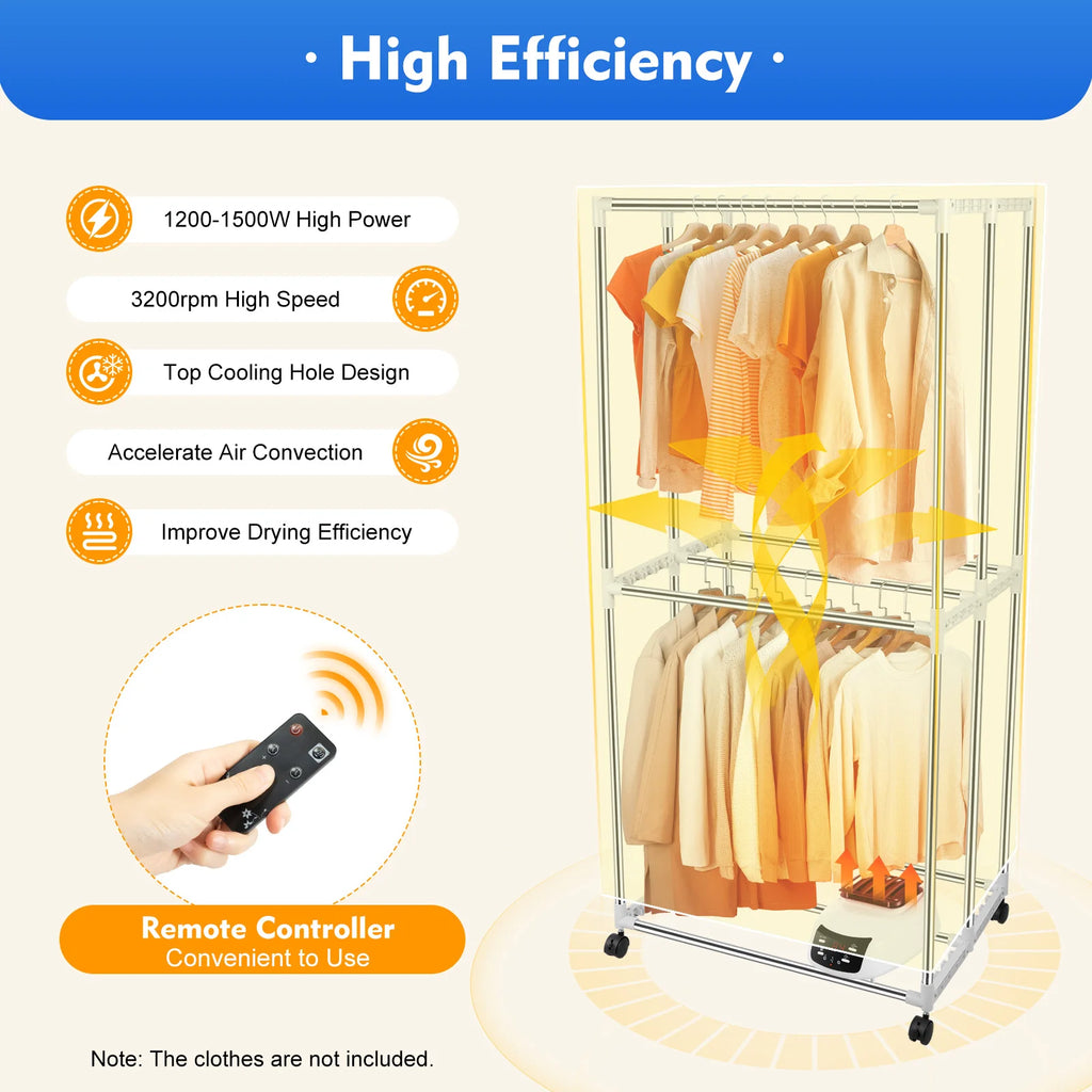 220V Folding Remote Control Dryer with Pattern for Drying Clothes 3 Gears Adjustment Dryer