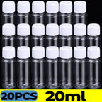 1/20PCS Refillable Bottle Empty Plastic Transparent Bottle with Screw Cap Portable Squeeze Sample Container 10/20/30/50/80/100ml
