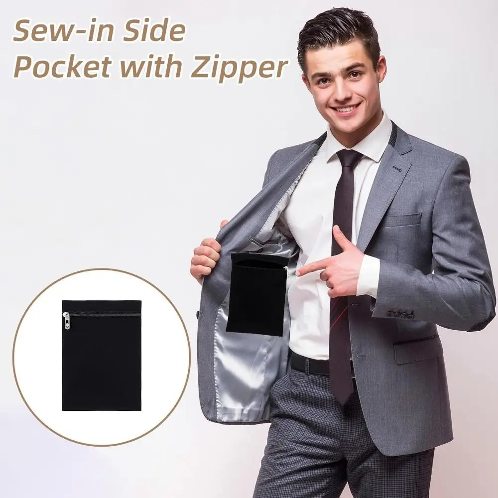 Polyester Sew-in Side Hidden Pocket with Zipper Inside Security Pocket for Clothing Coat Inside Pockets Travel Wallet Pouch