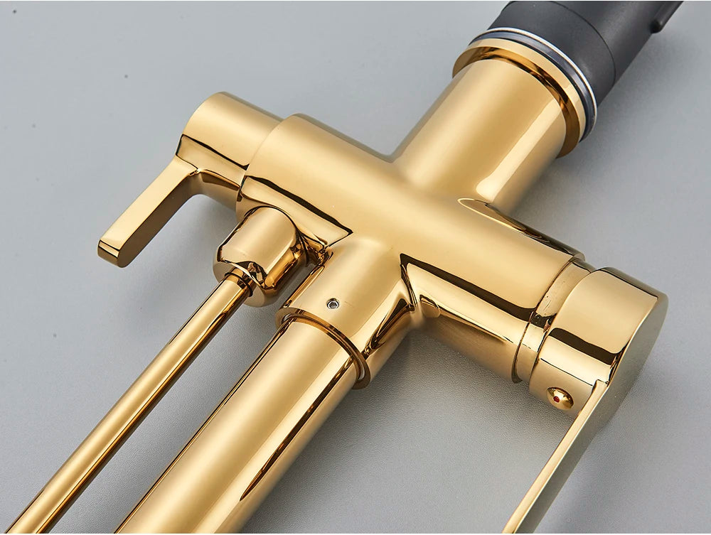 Black Purification Kitchen Faucets Pull Out Kitchen Water Filter Tap 3 Way Mixer Tap torneira para cozinha de parede Crane