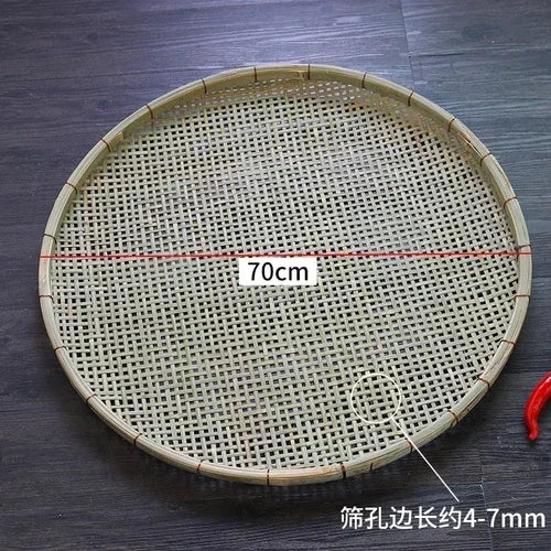 Bamboo Weaving Flat Perforated Sieve Dustpan Household Weaving Handmade Bamboo Products Bamboo Sieve porose roundness