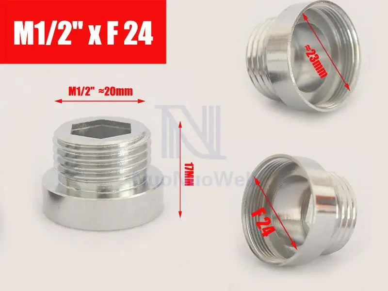 1pc 1/2'' BSP Male Thread Change To 16 18 20 22 24 26 28 30  Male Female Faucet Adapter Kitchen Bathroom Brass Water Tape Joint