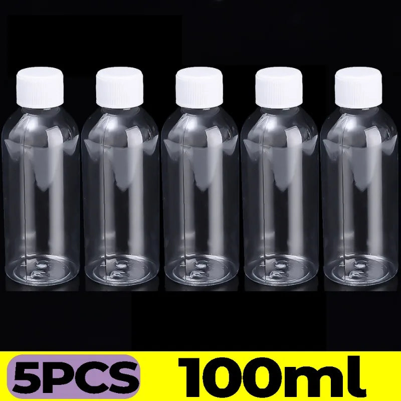 1/20PCS Refillable Bottle Empty Plastic Transparent Bottle with Screw Cap Portable Squeeze Sample Container 10/20/30/50/80/100ml