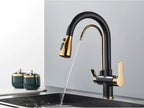 Black Purification Kitchen Faucets Pull Out Kitchen Water Filter Tap 3 Way Mixer Tap torneira para cozinha de parede Crane