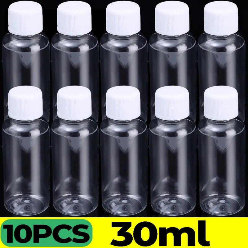 1/20PCS Refillable Bottle Empty Plastic Transparent Bottle with Screw Cap Portable Squeeze Sample Container 10/20/30/50/80/100ml