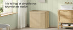 Bamboo Laundry Basket 3 Compartments, Dirty Clothes Hamper, 170 Liters, Removable and Machine Washable Bag, Lid, Handles, Laundr