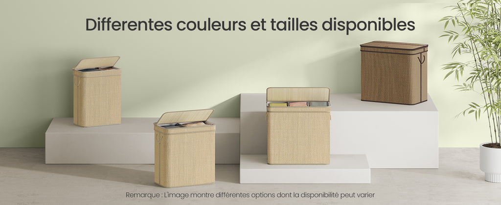Bamboo Laundry Basket 3 Compartments, Dirty Clothes Hamper, 170 Liters, Removable and Machine Washable Bag, Lid, Handles, Laundr